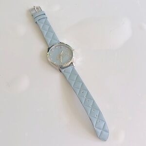 Working! Juicy Couture Rhinestone Accent Quilted Vegan Leather Band Watch